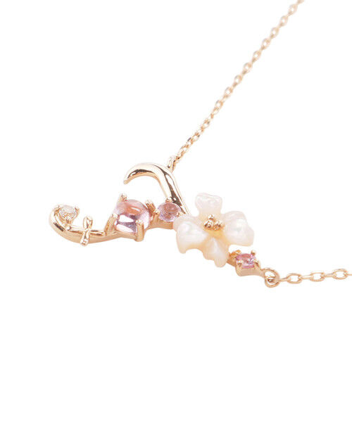 Samantha Tiara「K18 SPG フラワーレターズイニシャルネックレス 小 (T)」|ネックレス|