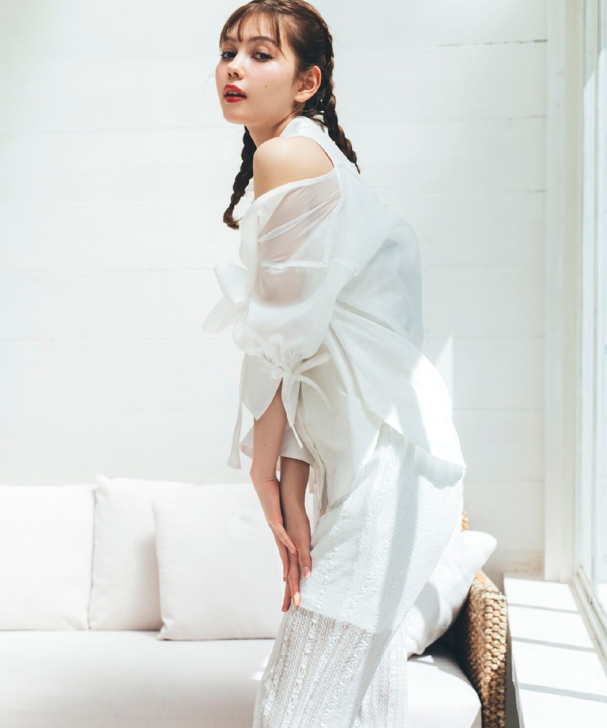 REDYAZEL「フロントリボンオフショルシャツ」|シャツ・ブラウス|