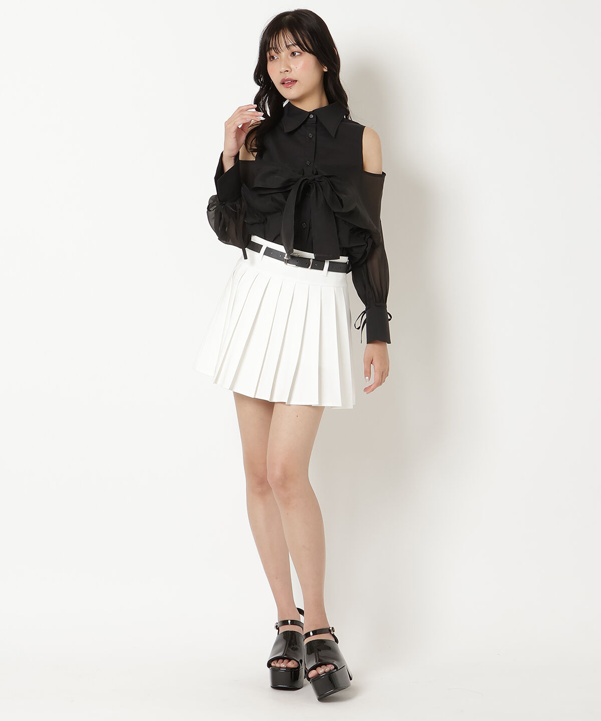 REDYAZEL「フロントリボンオフショルシャツ」|シャツ・ブラウス|