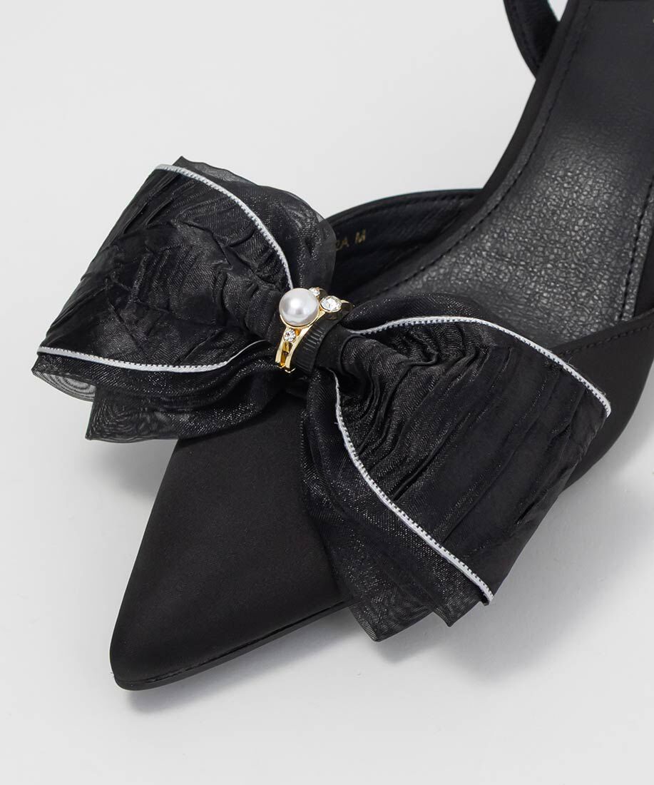  「2WAY 配色リボンアンクルストラップパンプス」|パンプス|