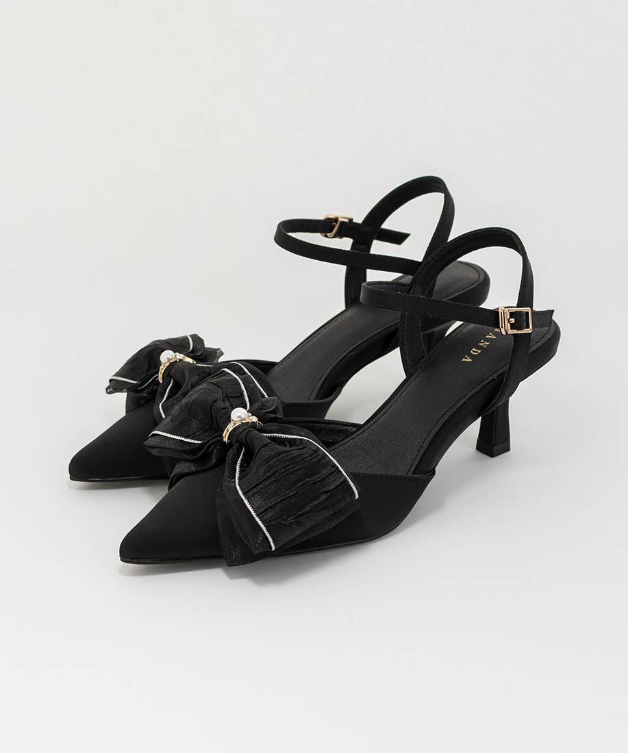  「2WAY 配色リボンアンクルストラップパンプス」|パンプス|