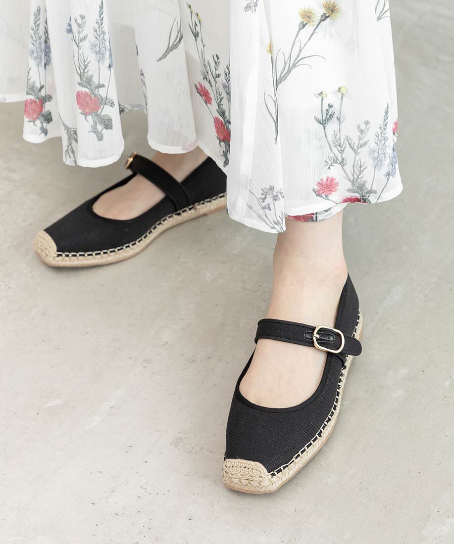  「エスパドリーユライクメリージェーンパンプス」|パンプス|ブラック