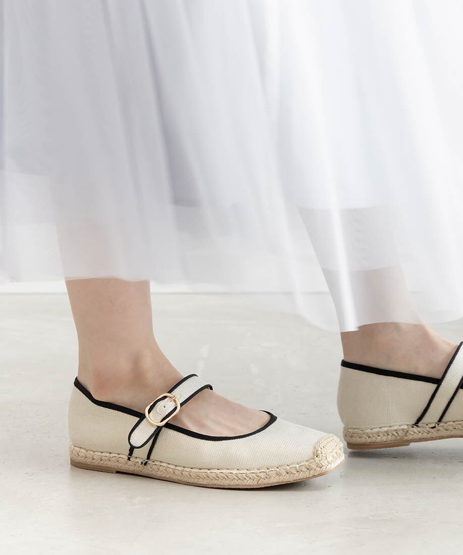  「エスパドリーユライクメリージェーンパンプス」|パンプス|アイボリー
