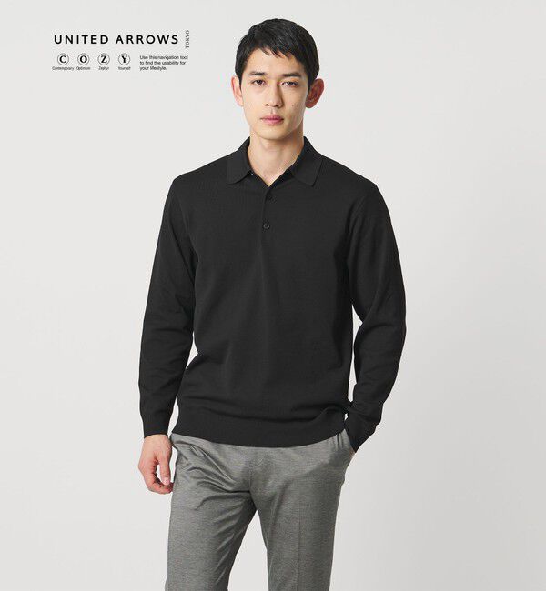 UNITED ARROWS「ニットポロシャツ UA COZY ウォッシャブル」|ニット・セーター|BLACK