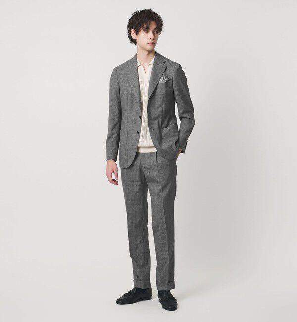 UNITED ARROWS「ハウンドトゥース 1プリーツ スラックス R-MODEL」|スラックス|