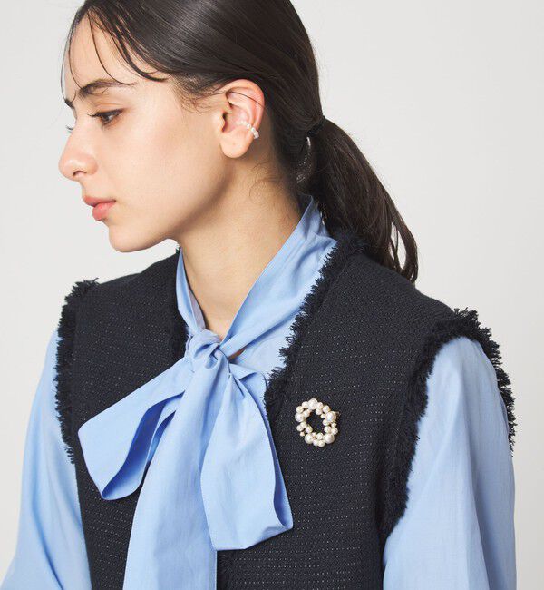 UNITED ARROWS green label relaxing「サークル フェイクパール パヴェ ブローチ」|ブローチ・コサージュ|