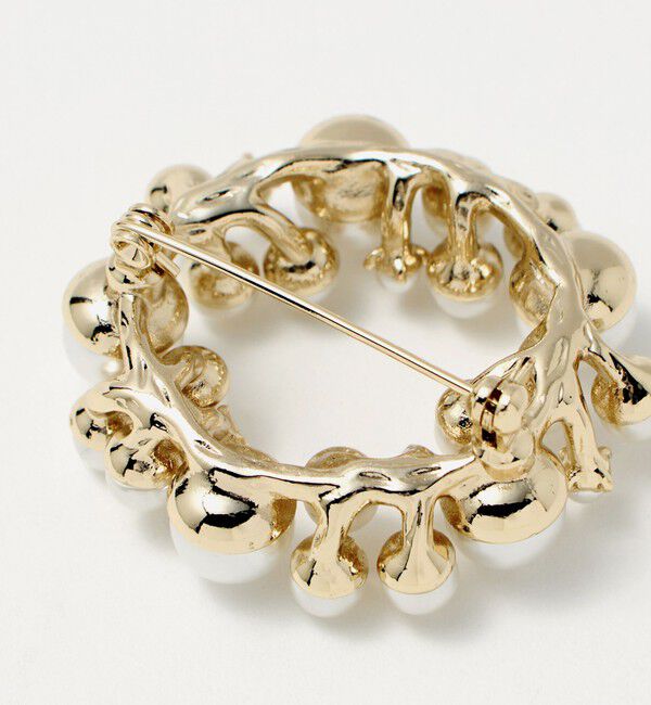 UNITED ARROWS green label relaxing「サークル フェイクパール パヴェ ブローチ」|ブローチ・コサージュ|