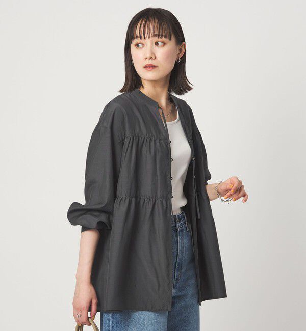 UNITED ARROWS green label relaxing「ボリューム ギャザー ハオリ ブラウス UVカット 接触冷感」|シャツ・ブラウス|DK.GRAY