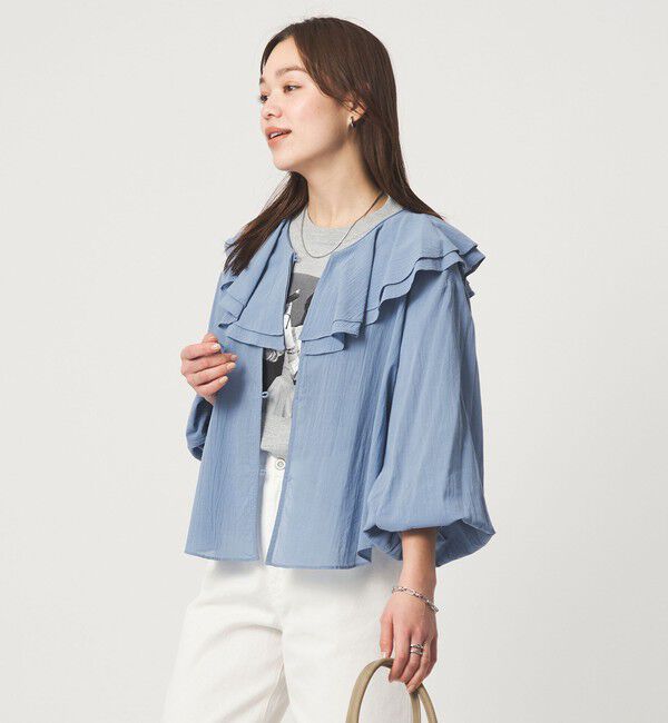 UNITED ARROWS green label relaxing「100/2 ラッフルカラー ブラウス」|シャツ・ブラウス|