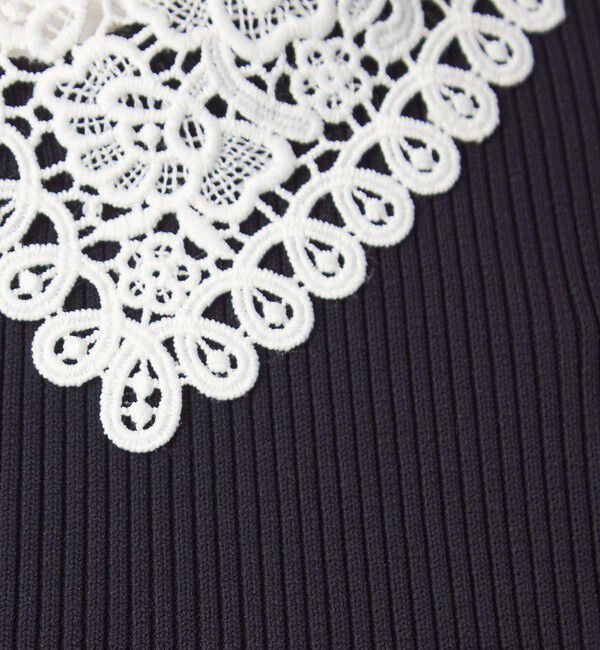 UNITED ARROWS green label relaxing「リブ エリレース 2WAY 5分袖 ニット プルオーバー」|ニット・セーター|