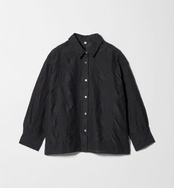 UNITED ARROWS green label relaxing「シアー クロス ステッチ シャツ」|シャツ・ブラウス|BLACK