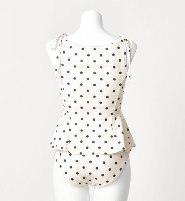 UNITED ARROWS green label relaxing「ハイネックWリボンフレア&ショーツ ドット柄 オフホワイト スイムウェア / 水着」|その他|