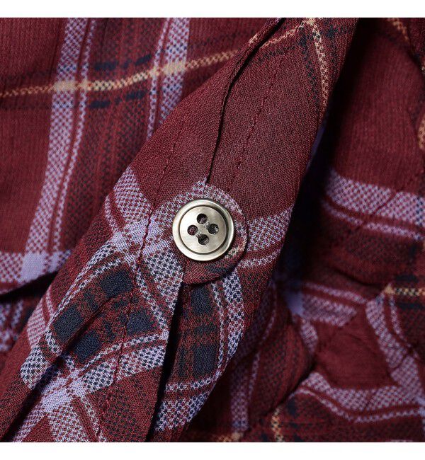 Ray BEAMS 「チェック ギャザー ノースリーブ ブラウス」|タンクトップ|