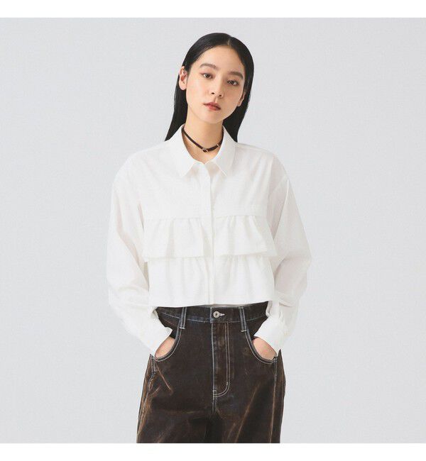 Ray BEAMS 「ティアードクロップド シャツ」|シャツ・ブラウス|WHITE
