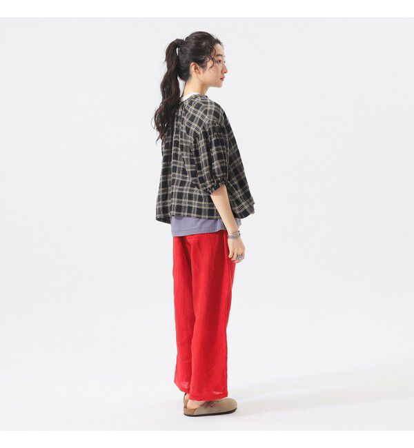 BEAMSBOY「リネン チェック スモック シャツ」|シャツ・ブラウス|