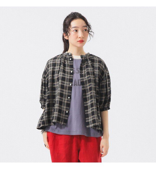 BEAMSBOY「リネン チェック スモック シャツ」|シャツ・ブラウス|