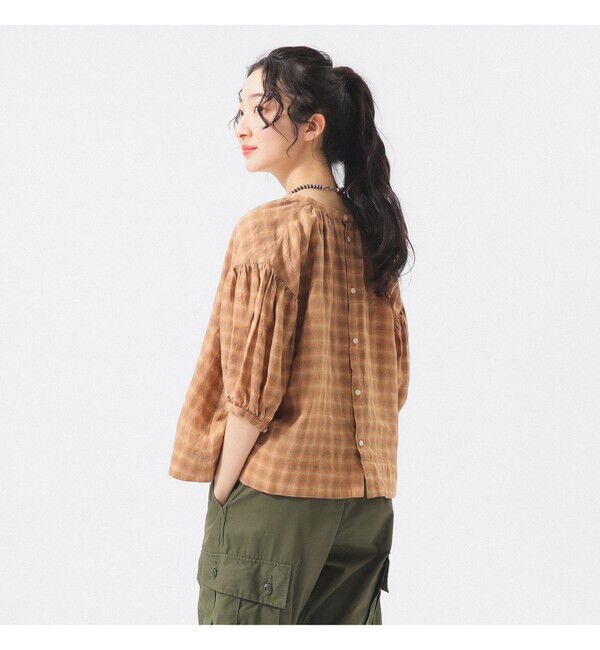 BEAMSBOY「リネン チェック スモック シャツ」|シャツ・ブラウス|