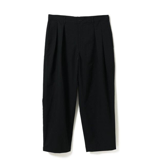 BEAMS「【ワイドテーパードフィット】2プリーツ スラックス」|チノ|BLACK