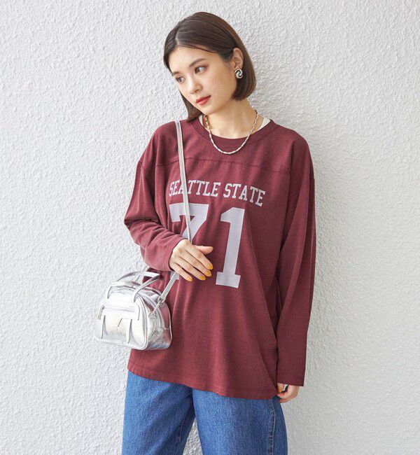 SHIPS for women「〈洗濯機可能〉Odub:フットボール TEE◇」|Tシャツ・カットソー|