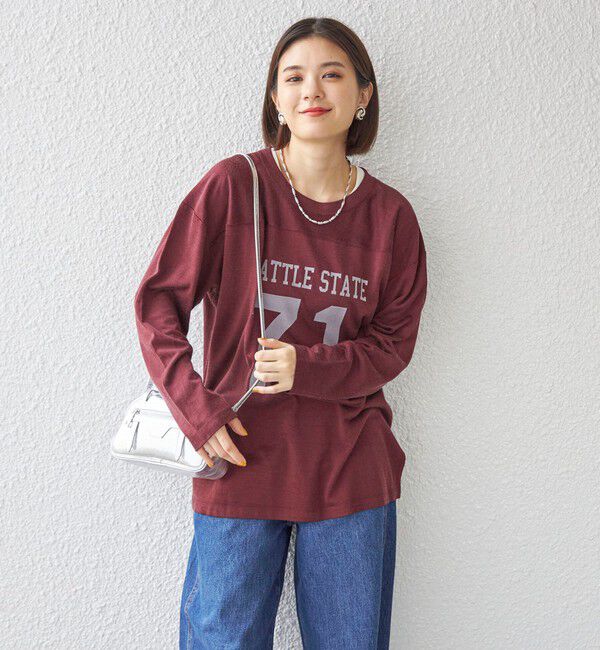 SHIPS for women「〈洗濯機可能〉Odub:フットボール TEE◇」|Tシャツ・カットソー|