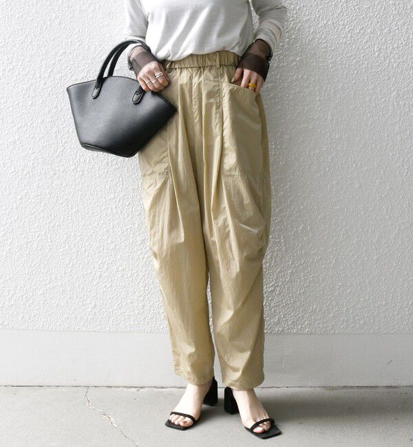 SHIPS any「SHIPS any:〈洗濯機可能〉エンボス ナイロン ワーク パンツ」|その他|ベージュ