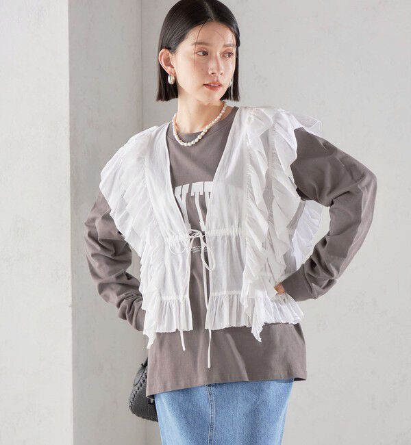 SHIPS for women「〈手洗い可能〉フリル ノースリーブ ブラウス ◇」|シャツ・ブラウス|
