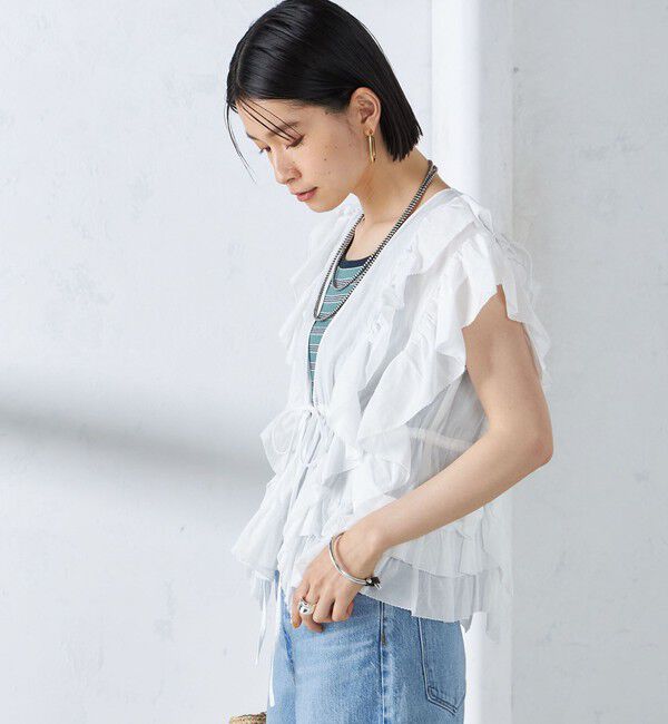 SHIPS for women「〈手洗い可能〉フリル ノースリーブ ブラウス ◇」|シャツ・ブラウス|