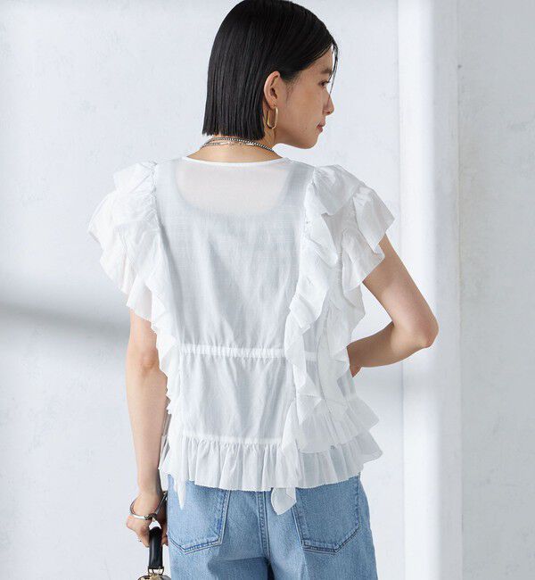 SHIPS for women「〈手洗い可能〉フリル ノースリーブ ブラウス ◇」|シャツ・ブラウス|