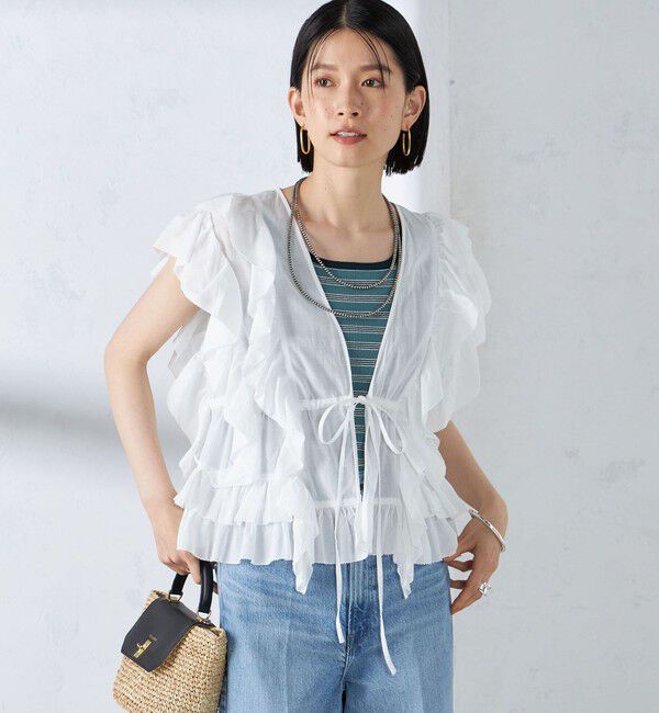 SHIPS for women「〈手洗い可能〉フリル ノースリーブ ブラウス ◇」|シャツ・ブラウス|