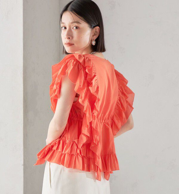 SHIPS for women「〈手洗い可能〉フリル ノースリーブ ブラウス ◇」|シャツ・ブラウス|