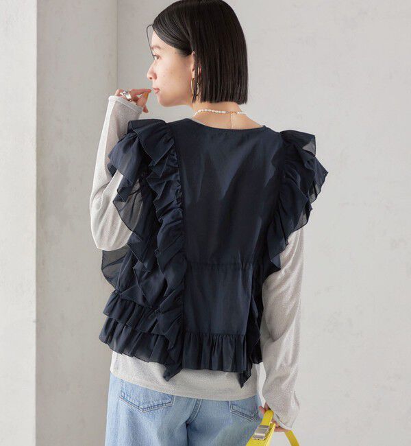 SHIPS for women「〈手洗い可能〉フリル ノースリーブ ブラウス ◇」|シャツ・ブラウス|