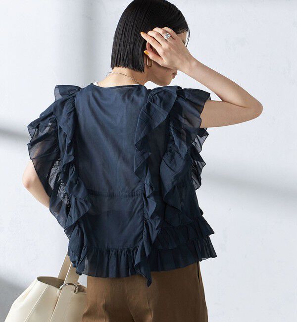 SHIPS for women「〈手洗い可能〉フリル ノースリーブ ブラウス ◇」|シャツ・ブラウス|