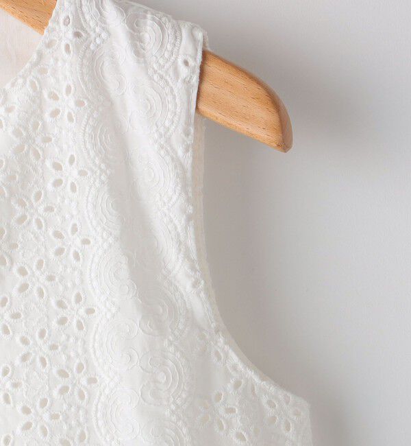 SHIPS KIDS「SHIPS KIDS:140～150cm / レース ペプラム ノースリーブ ブラウス」|シャツ・ブラウス|