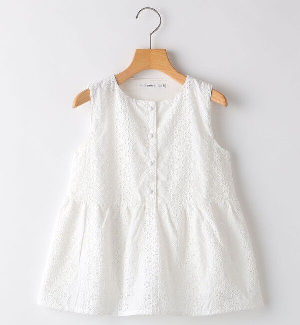 SHIPS KIDS「SHIPS KIDS:140～150cm / レース ペプラム ノースリーブ ブラウス」|シャツ・ブラウス|