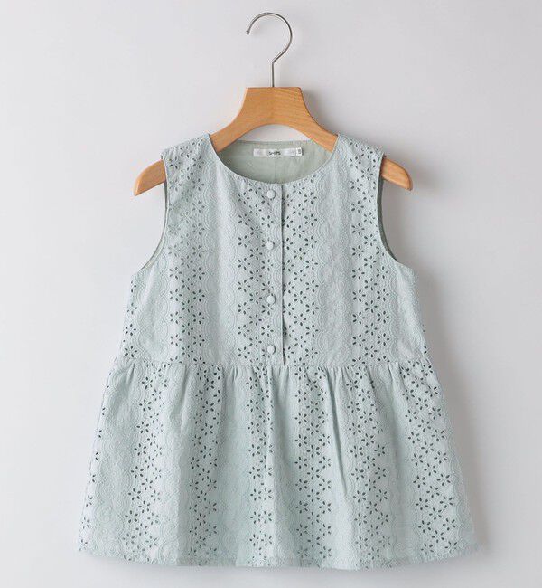 SHIPS KIDS「SHIPS KIDS:140～150cm / レース ペプラム ノースリーブ ブラウス」|シャツ・ブラウス|