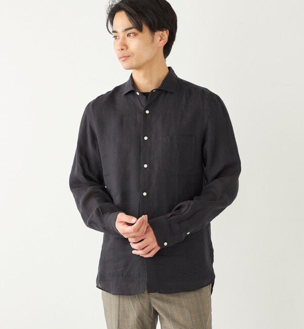 SHIPS Colors 「SHIPS Colors:〈洗濯機可能〉リネン セミワイドカラー シャツ」|シャツ・ブラウス|