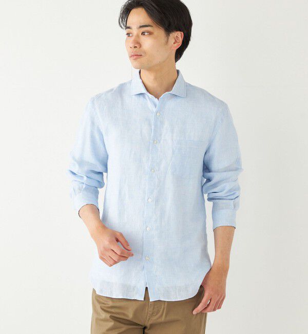 SHIPS Colors 「SHIPS Colors:〈洗濯機可能〉リネン セミワイドカラー シャツ」|シャツ・ブラウス|