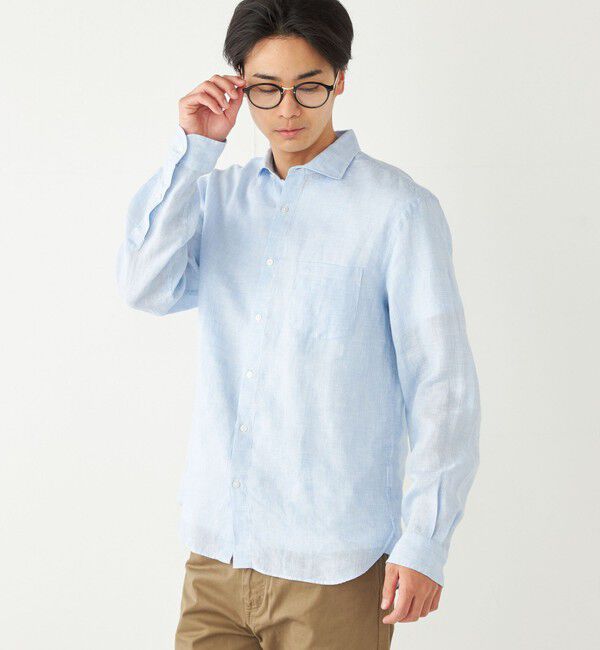 SHIPS Colors 「SHIPS Colors:〈洗濯機可能〉リネン セミワイドカラー シャツ」|シャツ・ブラウス|
