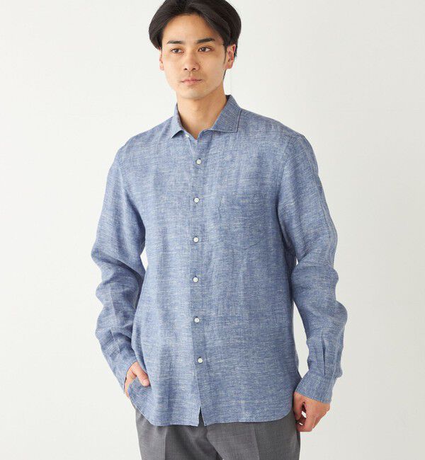 SHIPS Colors 「SHIPS Colors:〈洗濯機可能〉リネン セミワイドカラー シャツ」|シャツ・ブラウス|