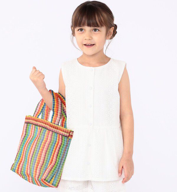 SHIPS KIDS「SHIPS KIDS:100～130cm / レース ペプラム ノースリーブ ブラウス」|シャツ・ブラウス|ホワイト