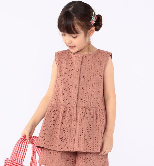 SHIPS KIDS「SHIPS KIDS:100～130cm / レース ペプラム ノースリーブ ブラウス」|シャツ・ブラウス|