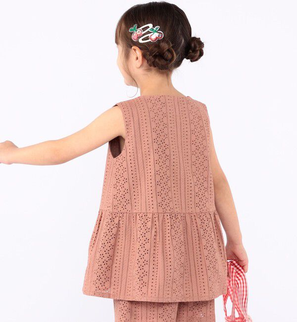 SHIPS KIDS「SHIPS KIDS:100～130cm / レース ペプラム ノースリーブ ブラウス」|シャツ・ブラウス|