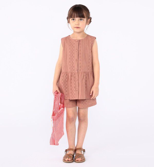 SHIPS KIDS「SHIPS KIDS:100～130cm / レース ペプラム ノースリーブ ブラウス」|シャツ・ブラウス|