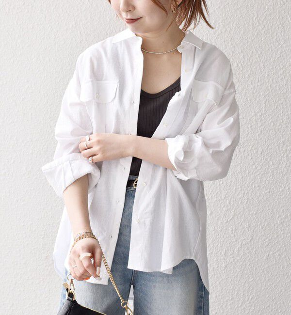 SHIPS any「SHIPS any:〈洗濯機可能〉リネン ミックス ワーク ポケット シャツ」|シャツ・ブラウス|