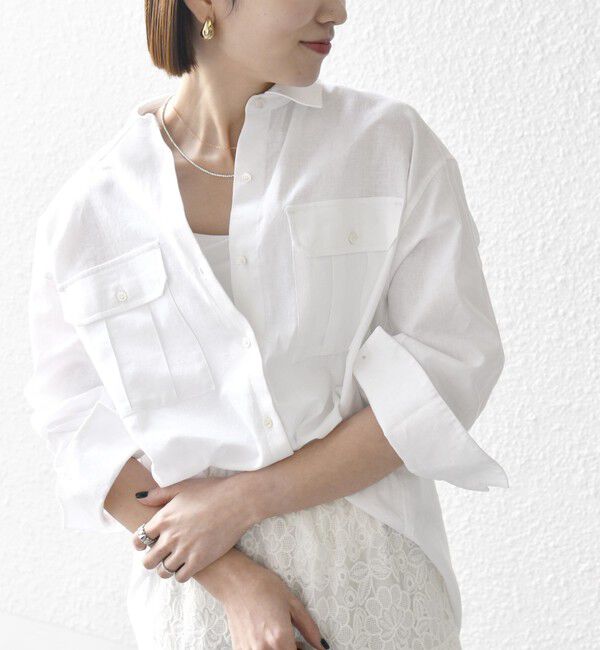 SHIPS any「SHIPS any:〈洗濯機可能〉リネン ミックス ワーク ポケット シャツ」|シャツ・ブラウス|