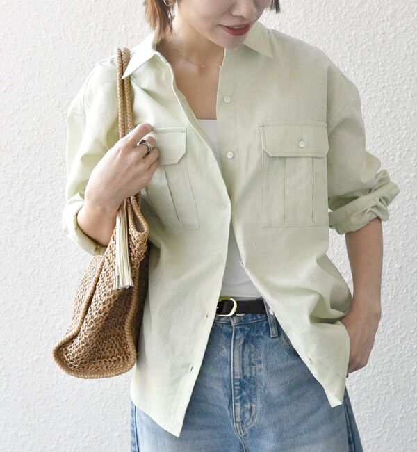 SHIPS any「SHIPS any:〈洗濯機可能〉リネン ミックス ワーク ポケット シャツ」|シャツ・ブラウス|