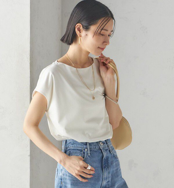 SHIPS for women「〈手洗い可能〉SORONA(R) ボートネック TEE」|Tシャツ・カットソー|