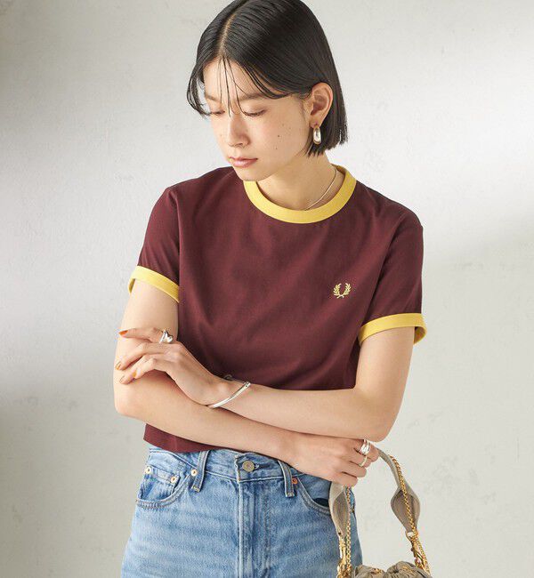 SHIPS for women「FRED PERRY:G9163 CROPPED RINGER TEE」|Tシャツ・カットソー|