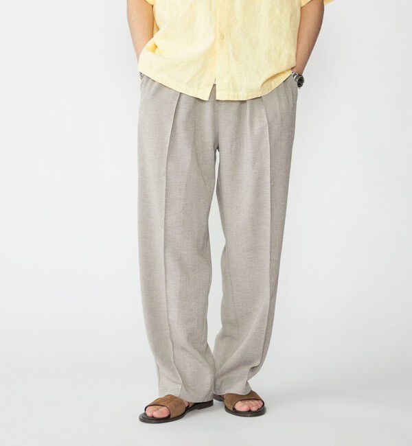 SHIPS「SHIPS: リネン ライク ワイド ピンタック スラックス」|スラックス|ライトグレー