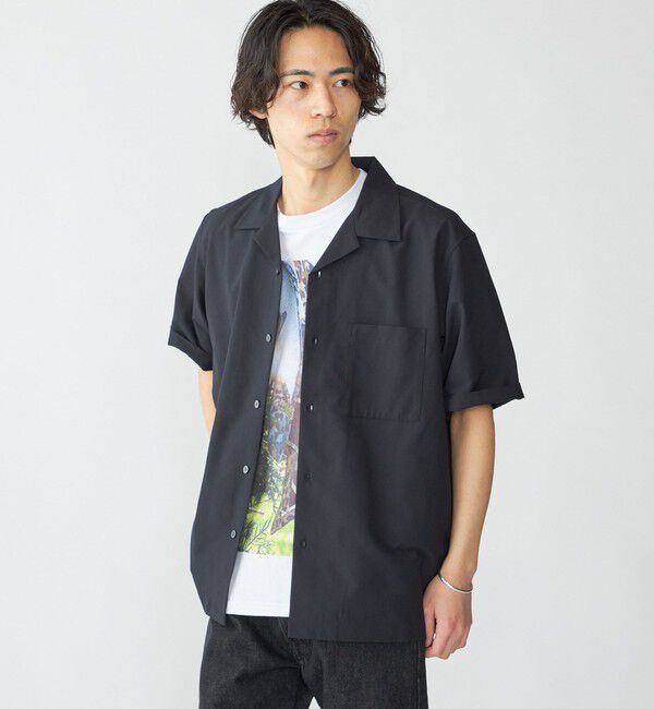 SHIPS「SHIPS: AirShade オープンカラー ショートスリーブ シャツ」|シャツ・ブラウス|ネイビー